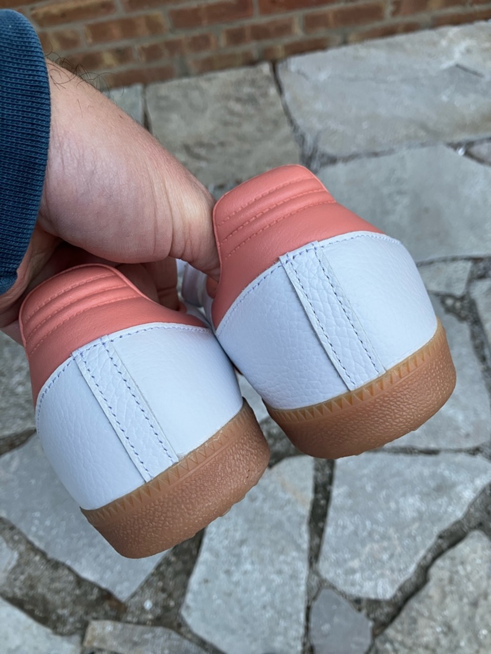 Adidas Samba Leather Sneakers in White & Coral - Picture 11 of 16